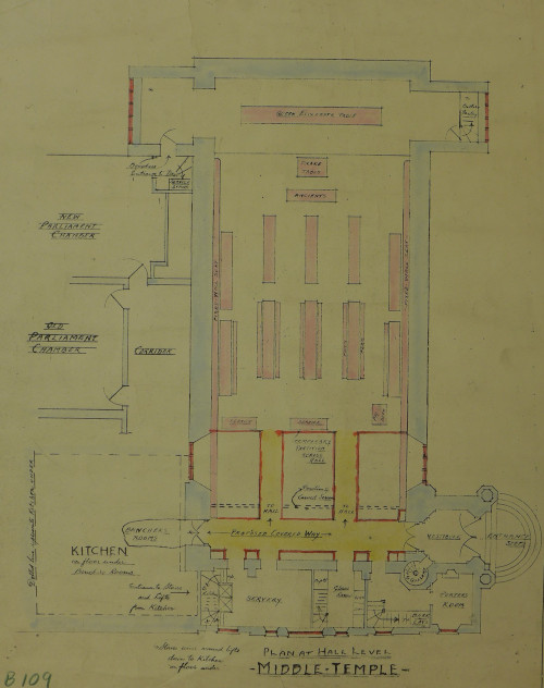 Plan of Middle Temple Hall, c.1920-c.1940