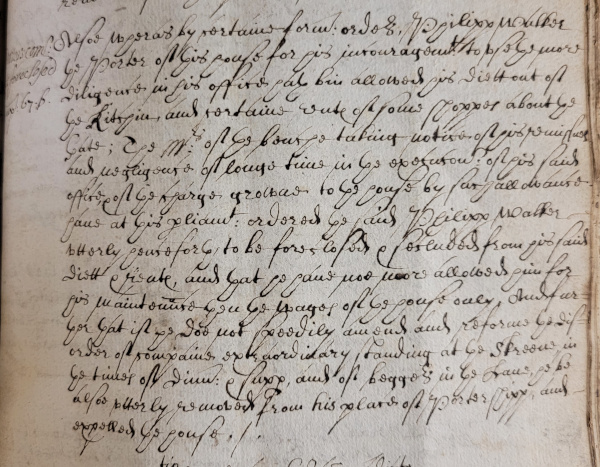 Order of Parliament regarding ‘company extraordinary’ standing at the screen during meals, 26 November 1624 (MT/1/MPA/4)